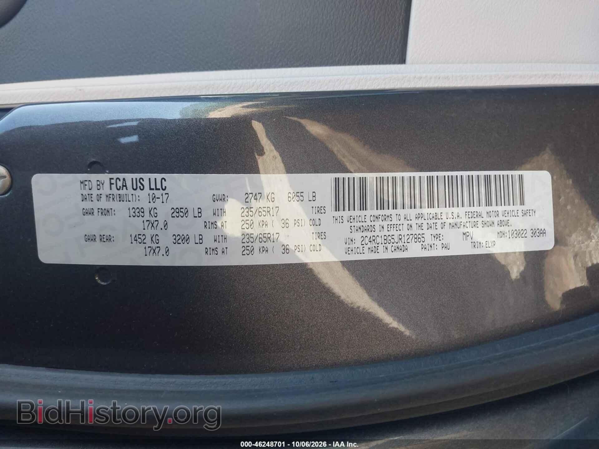 2018 CHRYSLER PACIFICA - VIN: 2C4RC1BG5JR127865 - Фото 9