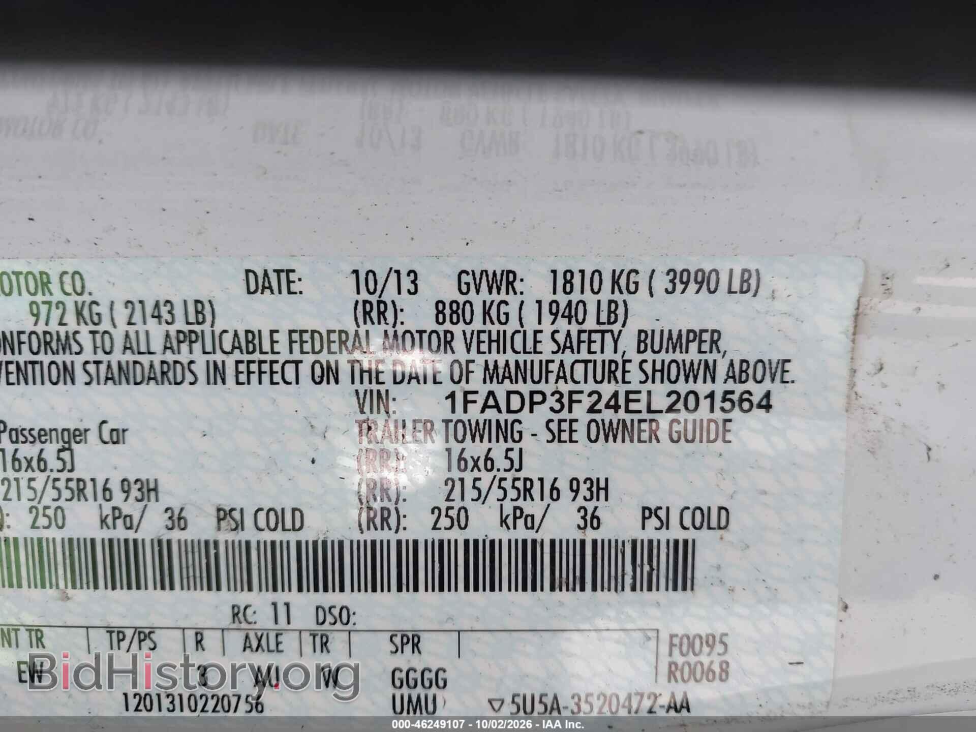 2014 FORD FOCUS - VIN: 1FADP3F24EL201564 - Фото 9