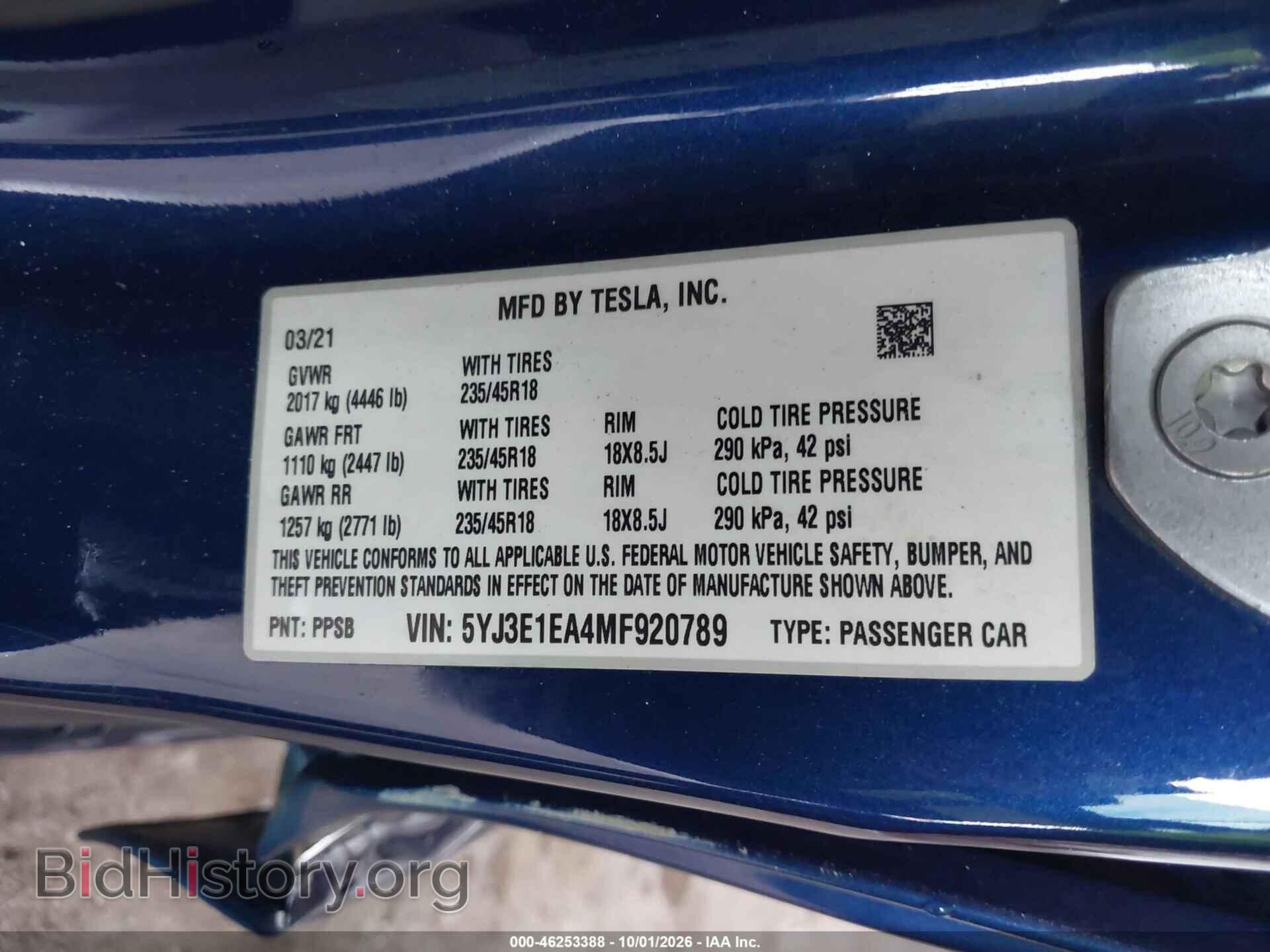 2021 TESLA MODEL 3 - VIN: 5YJ3E1EA4MF920789 - Photo 9
