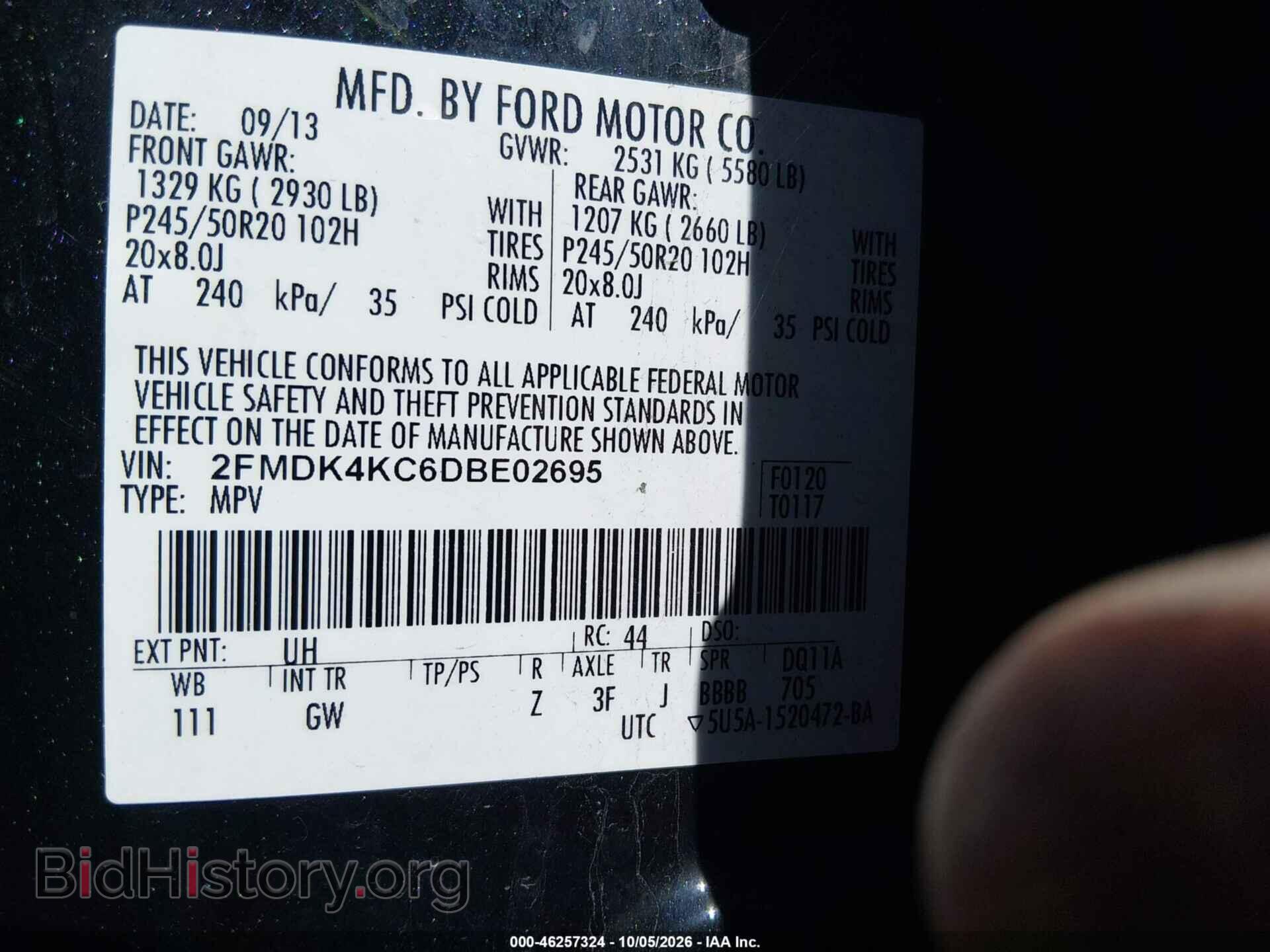 2013 FORD EDGE - VIN: 2FMDK4KC6DBE02695 - Photo 9