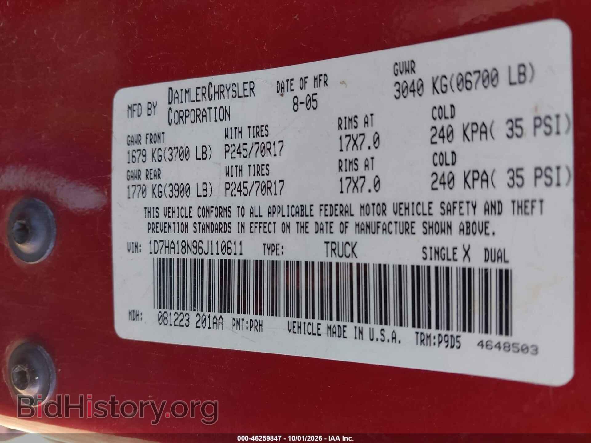 2006 DODGE RAM 1500 - VIN: 1D7HA18N96J110611 - Photo 9