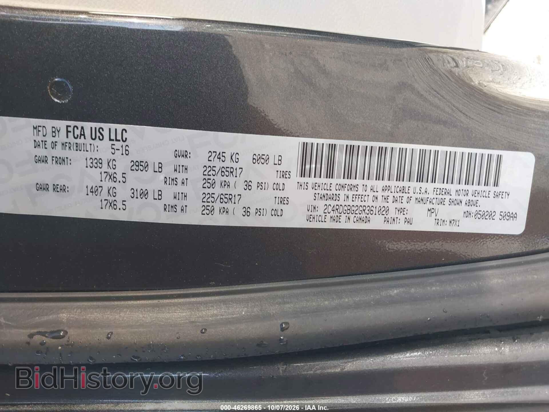 2016 DODGE GRAND CARAVAN - VIN: 2C4RDGBG2GR361020 - Photo 9
