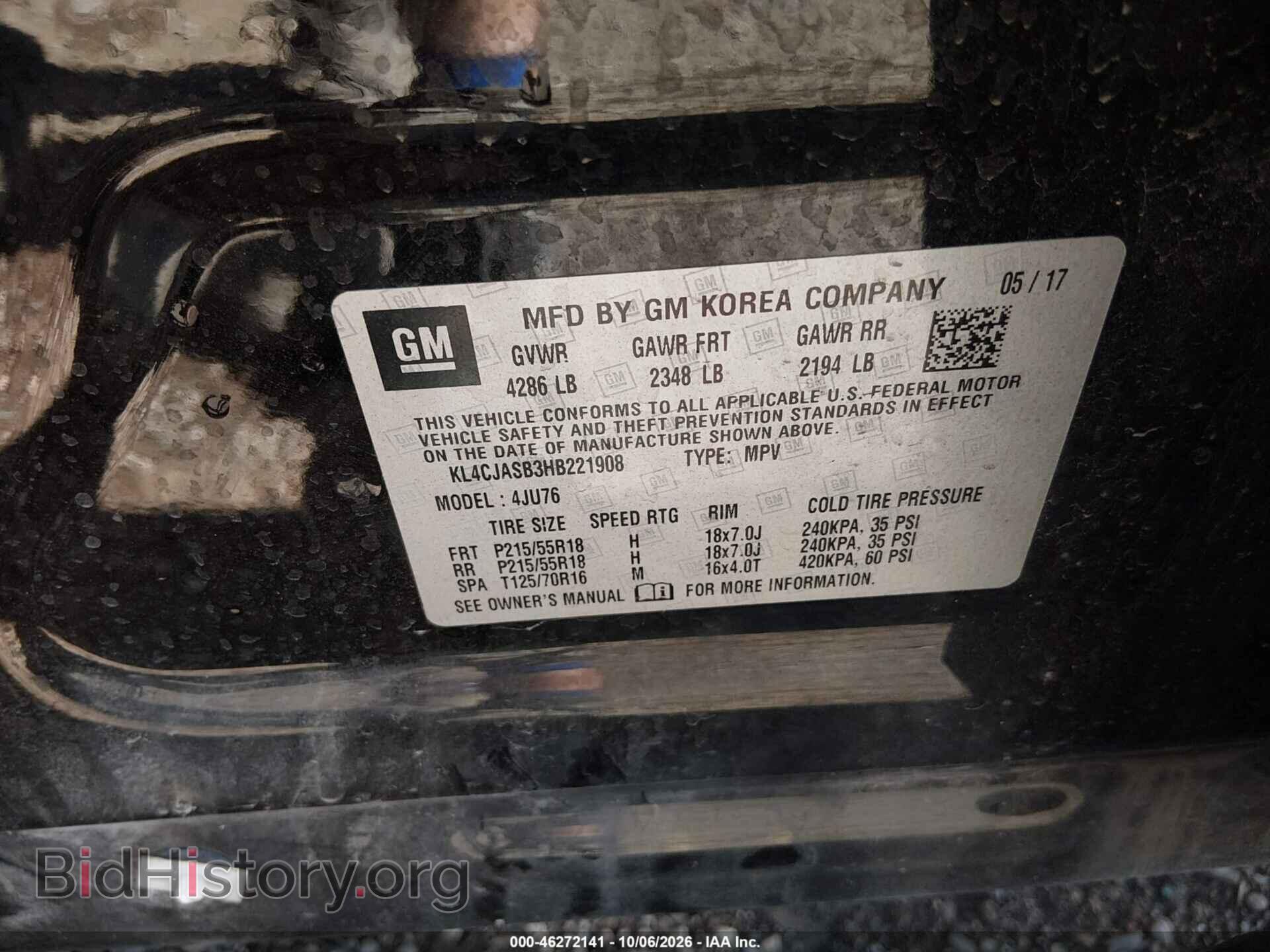 2017 BUICK ENCORE - VIN: KL4CJASB3HB221908 - Фото 9