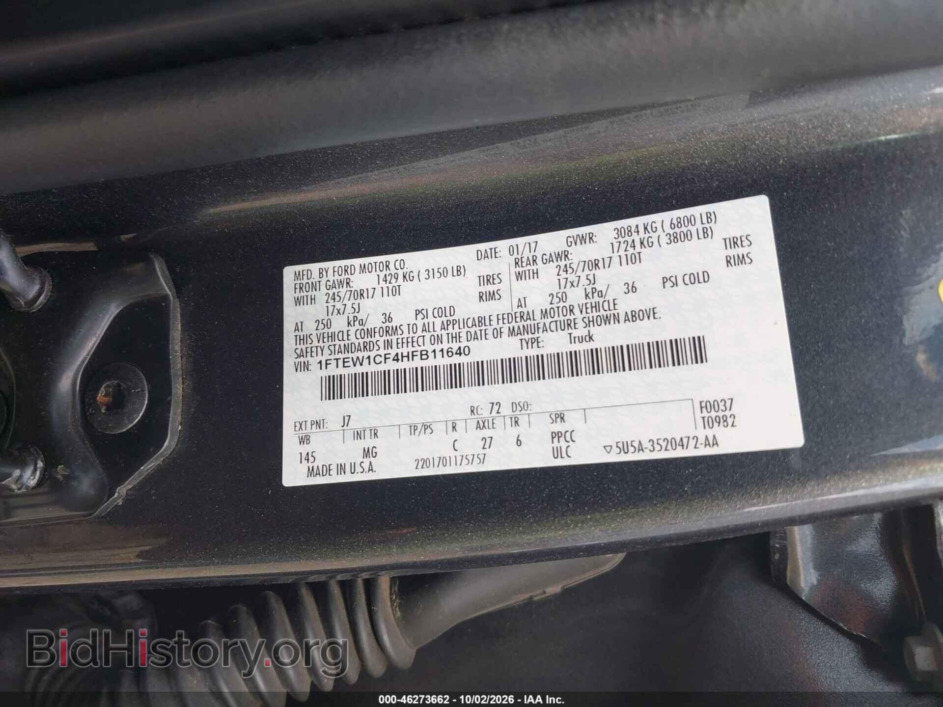 2017 FORD F-150 - VIN: 1FTEW1CF4HFB11640 - Photo 9