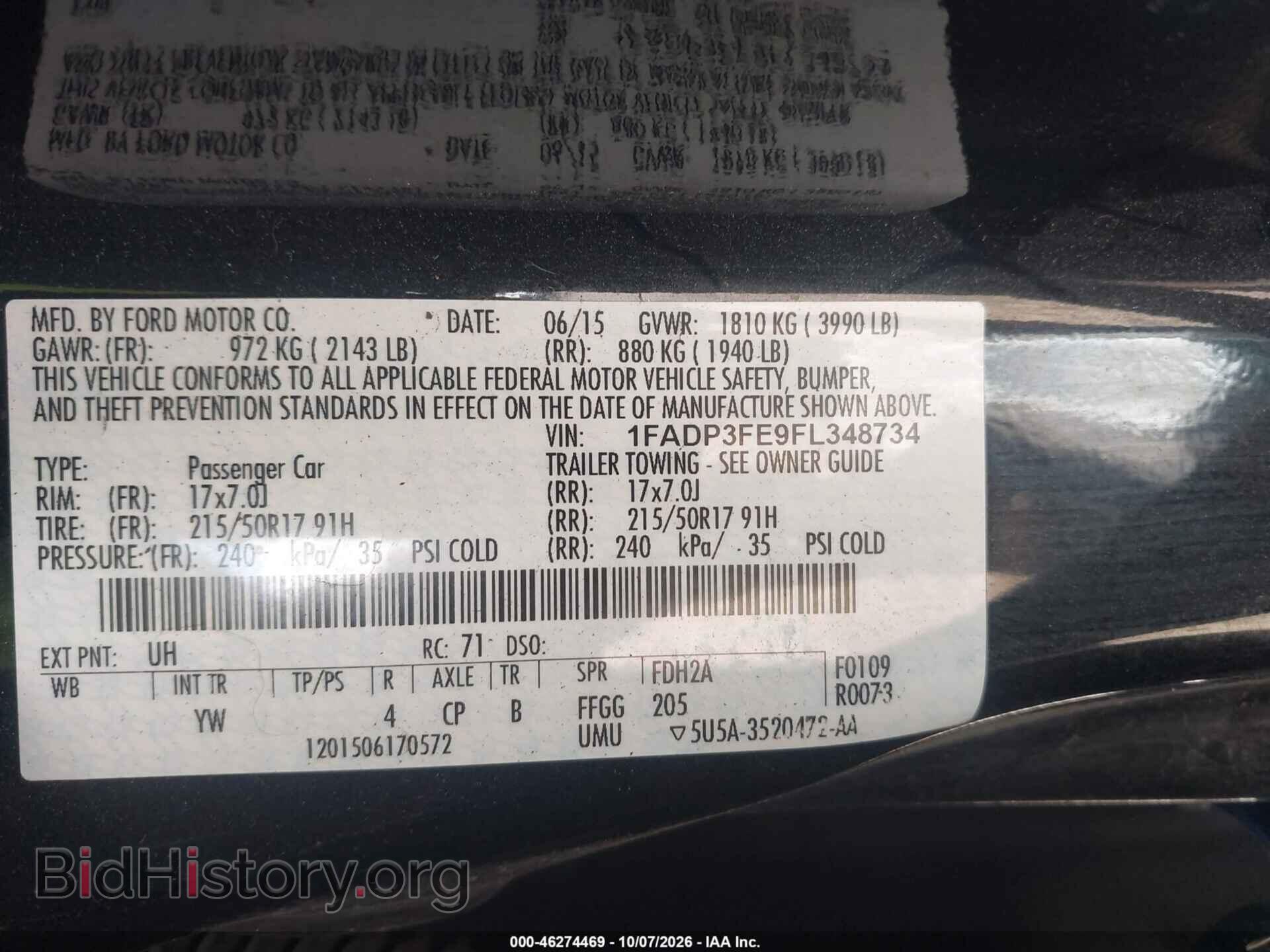 2015 FORD FOCUS - VIN: 1FADP3FE9FL348734 - Фото 9