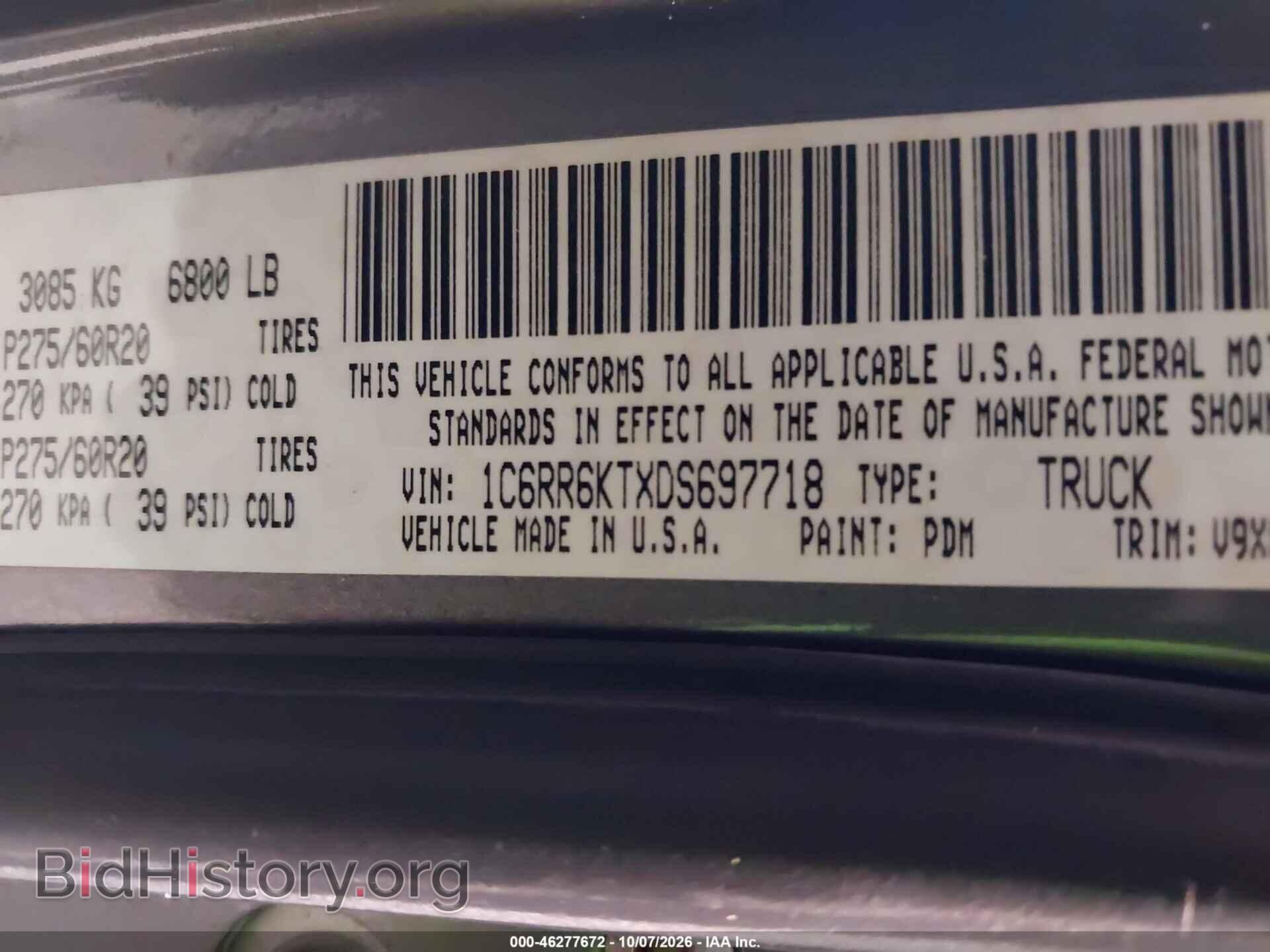 2013 RAM 1500 - VIN: 1C6RR6KTXDS697718 - Photo 9