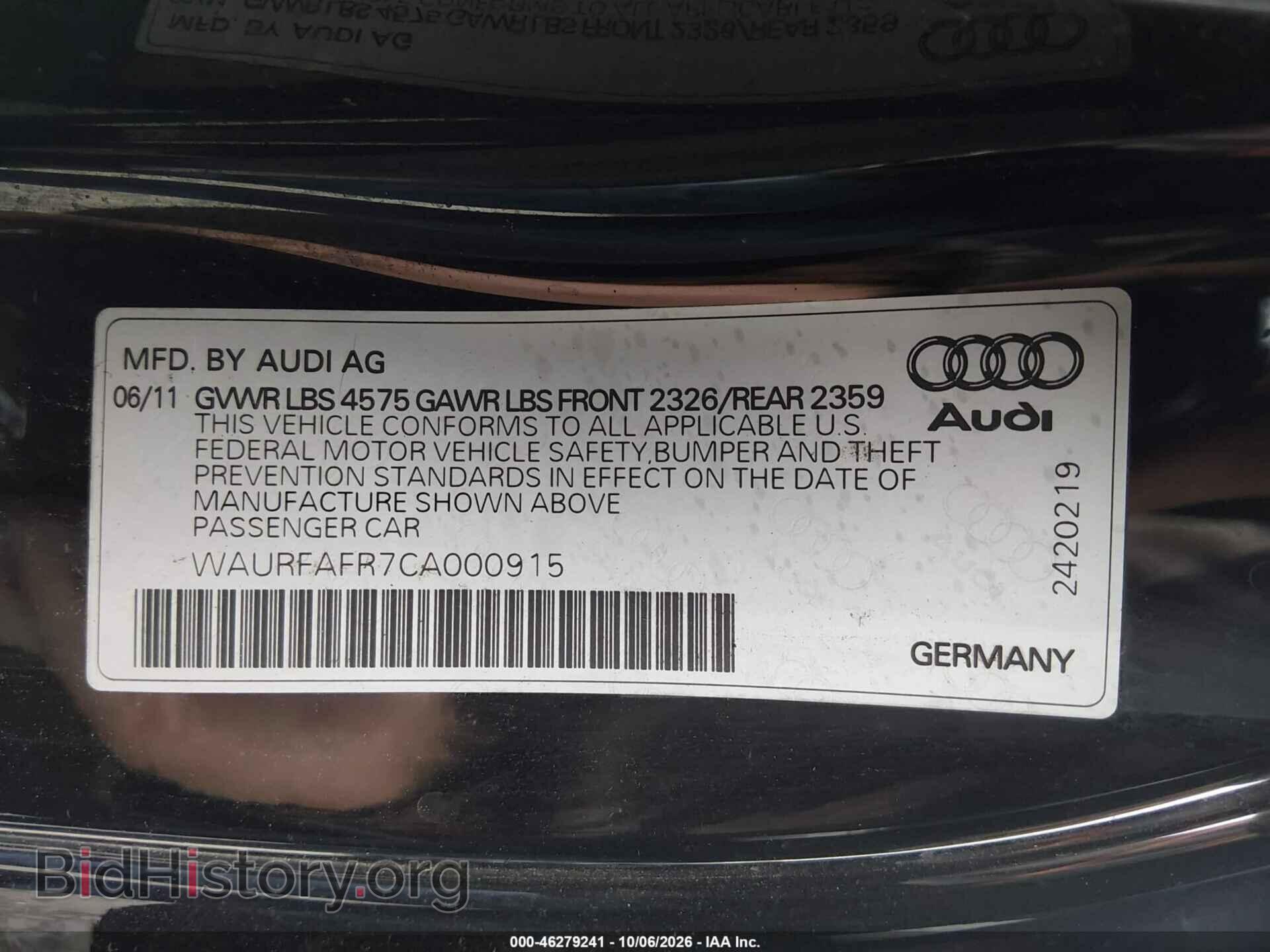 2012 AUDI A5 - VIN: WAURFAFR7CA000915 - Photo 9
