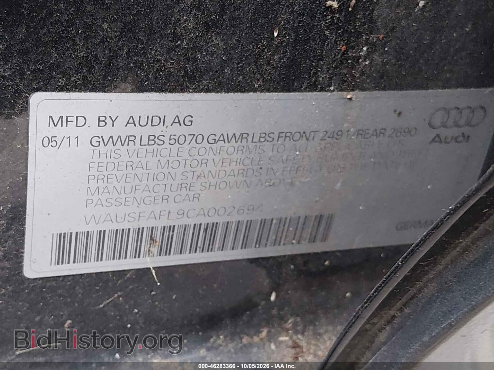 2012 AUDI A4 - VIN: WAUSFAFL9CA002694 - Фото 9