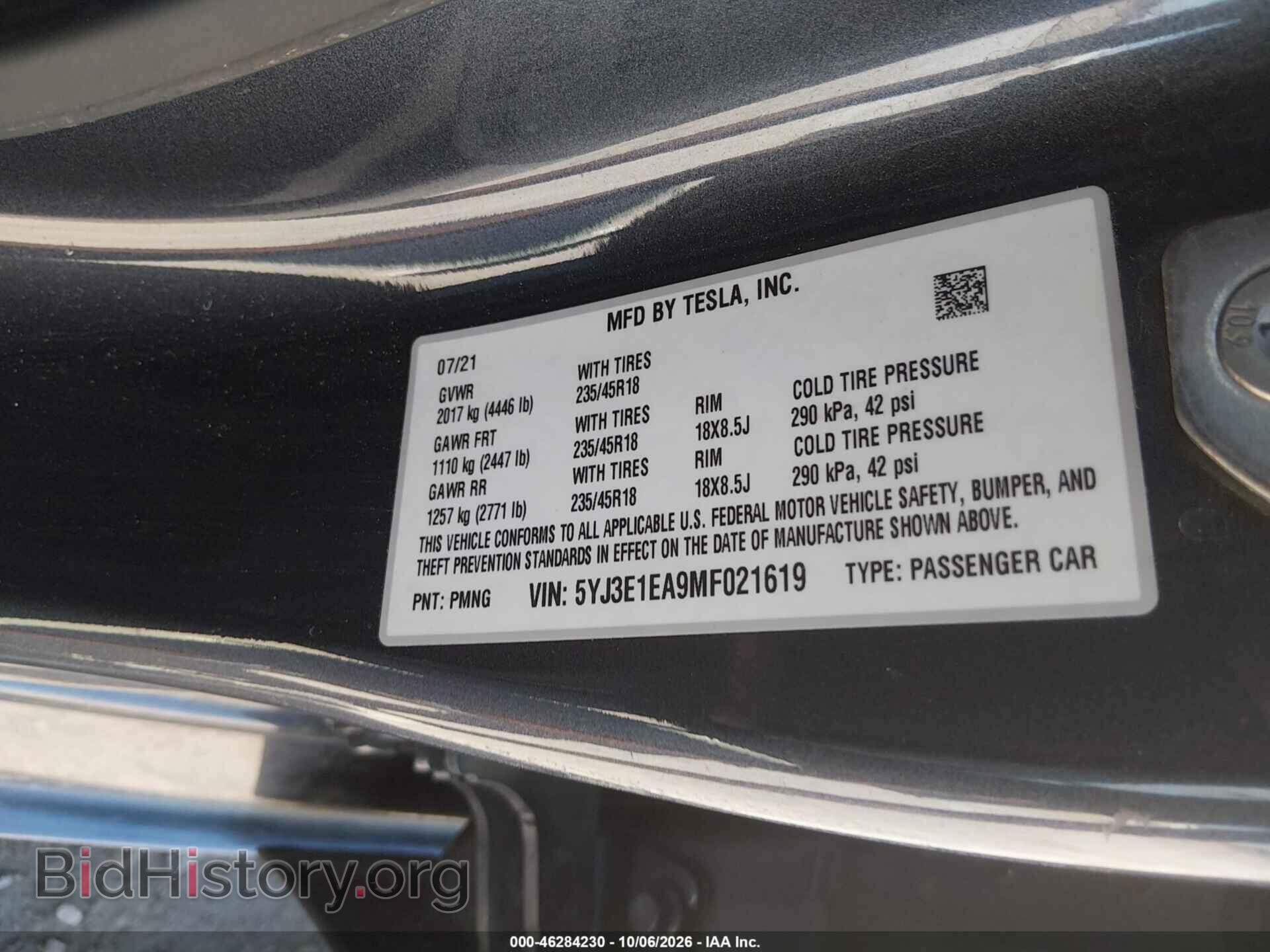 2021 TESLA MODEL 3 - VIN: 5YJ3E1EA9MF021619 - Photo 9