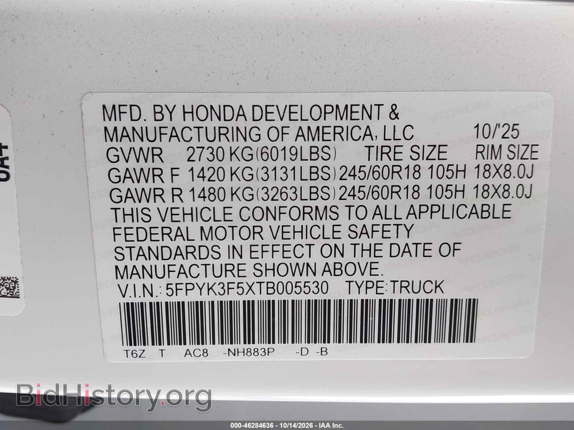 2026 HONDA RIDGELINE - VIN: 5FPYK3F5XTB005530 - Photo 9