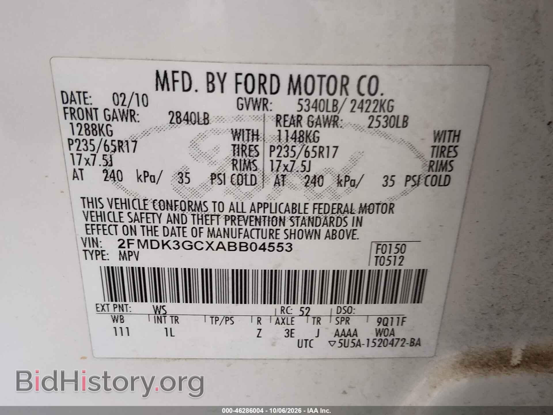 2010 FORD EDGE - VIN: 2FMDK3GCXABB04553 - Photo 9