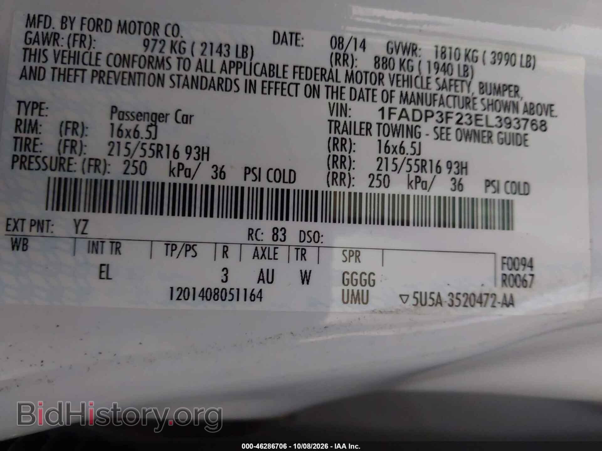 2014 FORD FOCUS - VIN: 1FADP3F23EL393768 - Photo 9