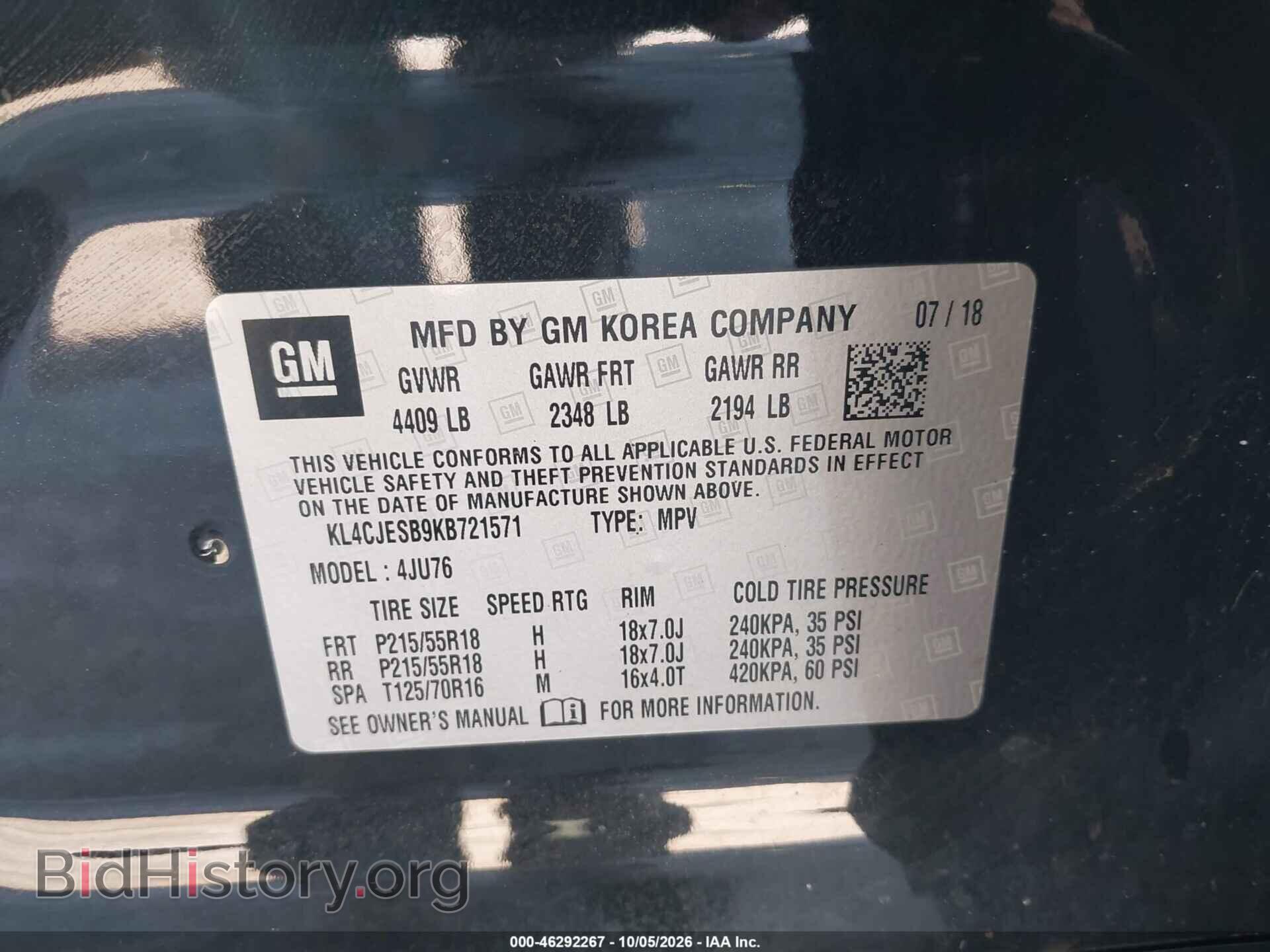 2019 BUICK ENCORE - VIN: KL4CJESB9KB721571 - Photo 9