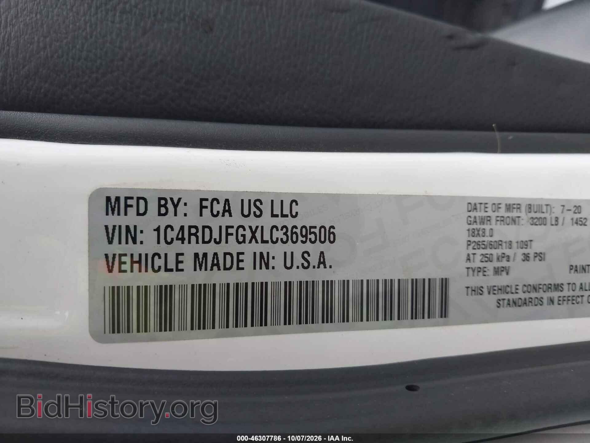 2020 DODGE DURANGO - VIN: 1C4RDJFGXLC369506 - Photo 9