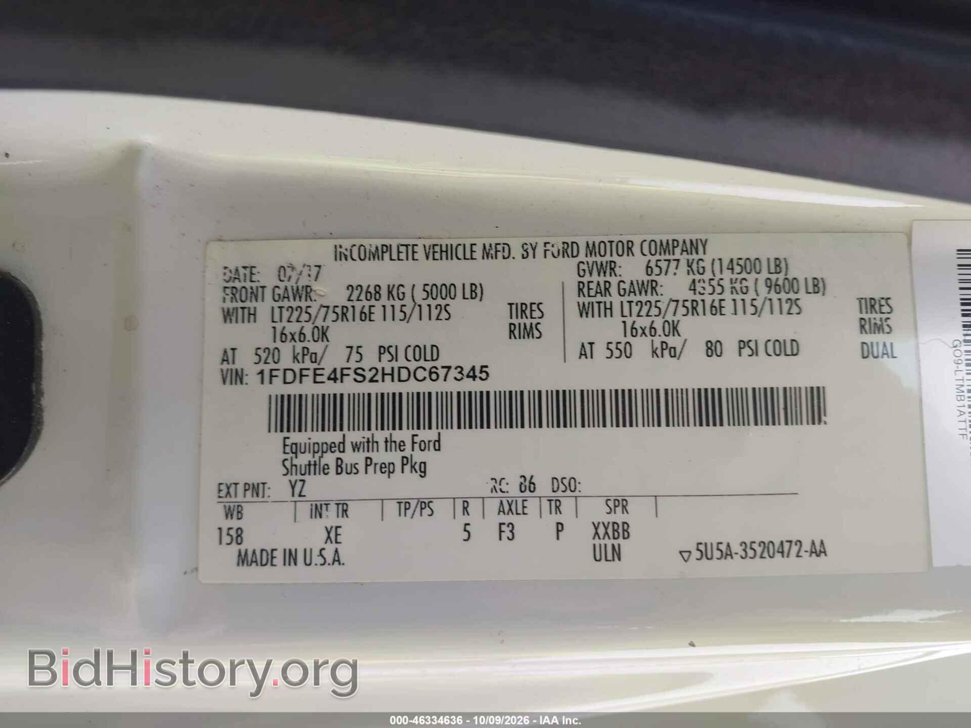 2017 FORD E-450 CUTAWAY - VIN: 1FDFE4FS2HDC67345 - Photo 9