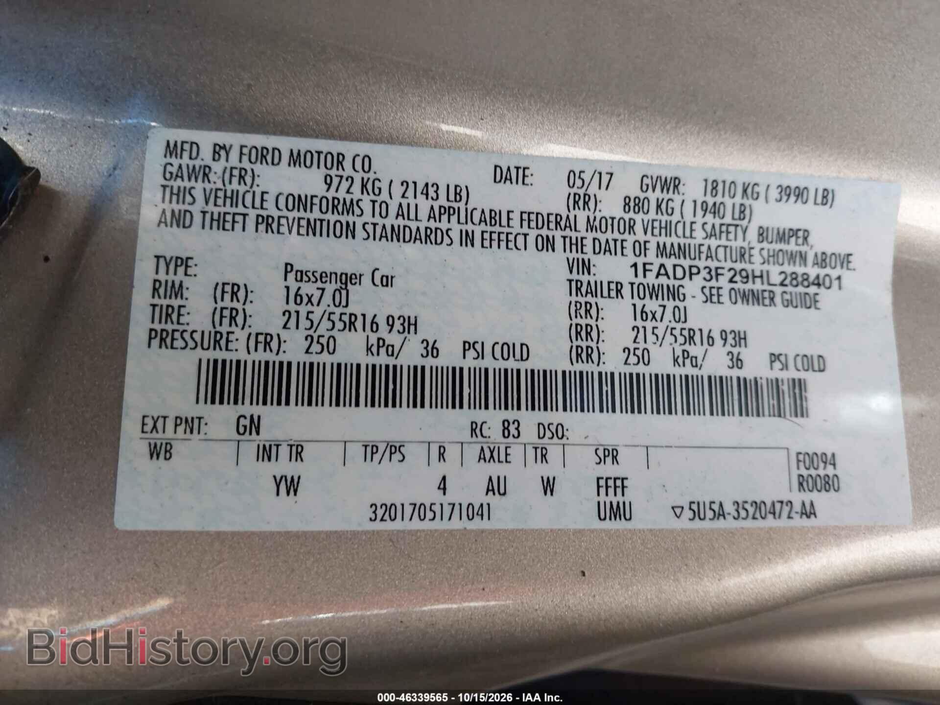 2017 FORD FOCUS - VIN: 1FADP3F29HL288401 - Photo 9