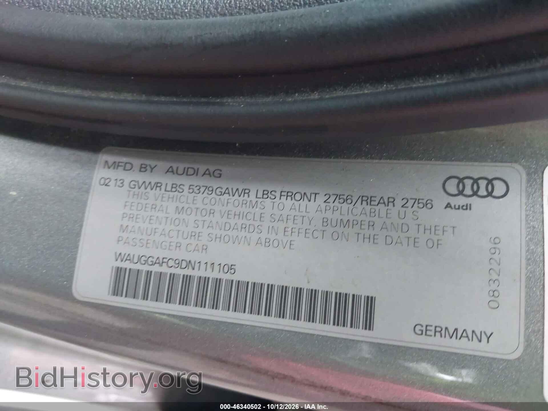 2013 AUDI A6 - VIN: WAUGGAFC9DN111105 - Photo 9