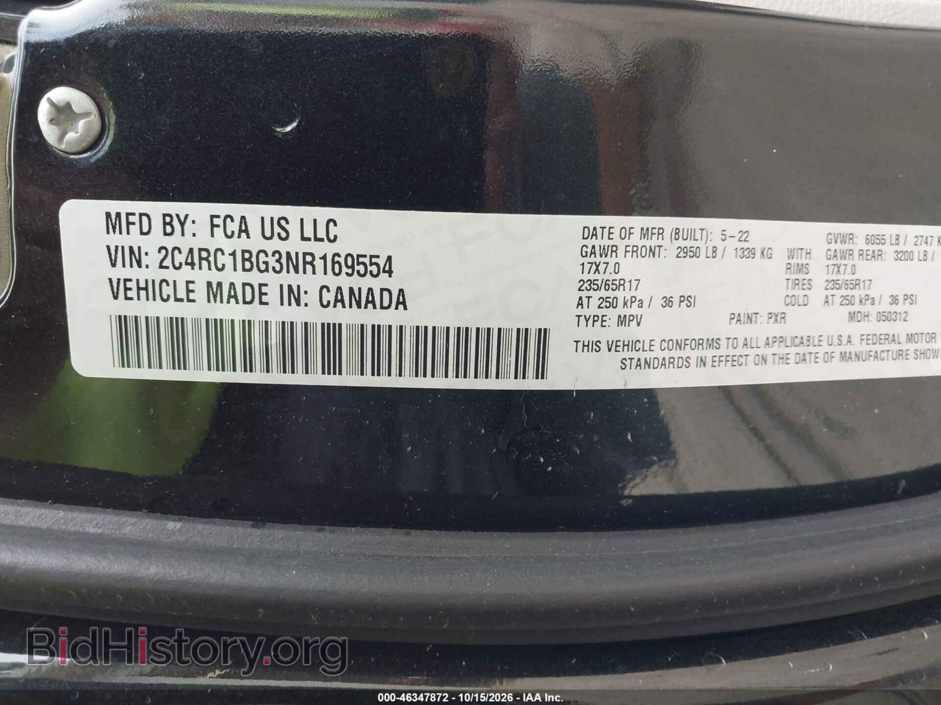 2022 CHRYSLER PACIFICA - VIN: 2C4RC1BG3NR169554 - Фото 9