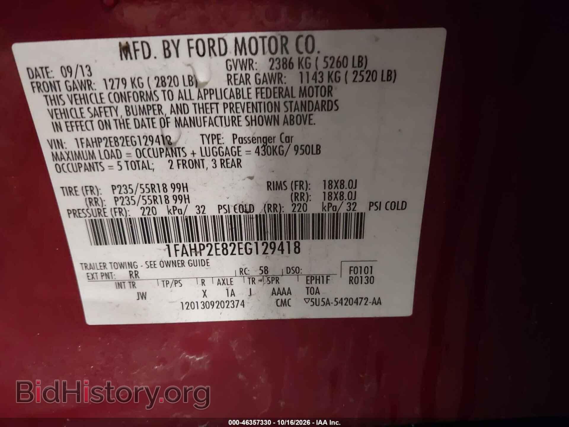 2014 FORD TAURUS - VIN: 1FAHP2E82EG129418 - Photo 9