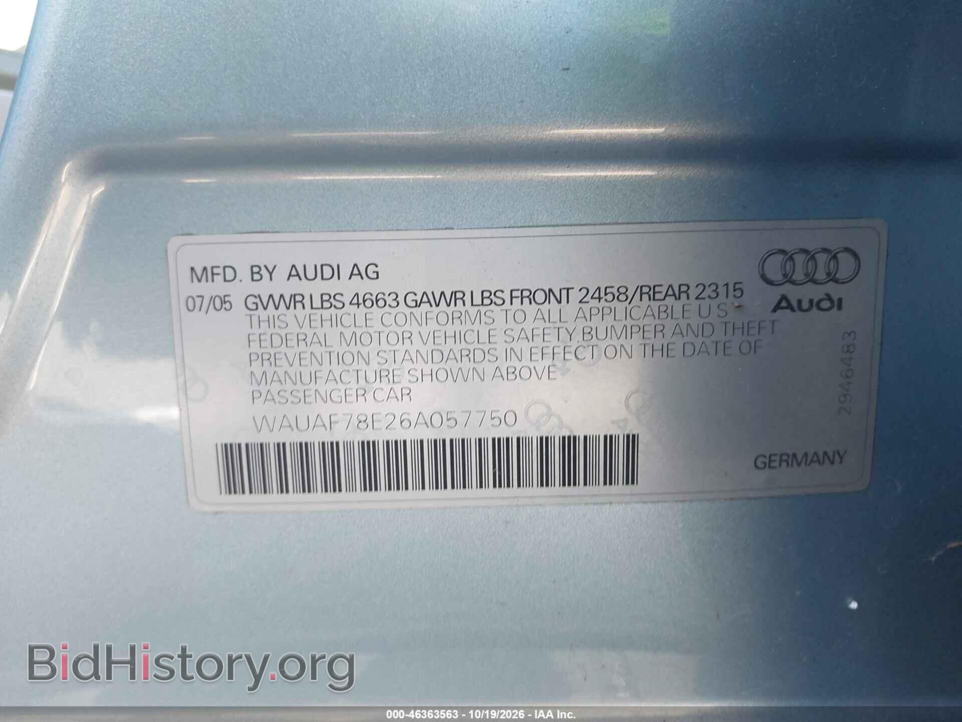 2006 AUDI A4 - VIN: WAUAF78E26A057750 - Photo 13
