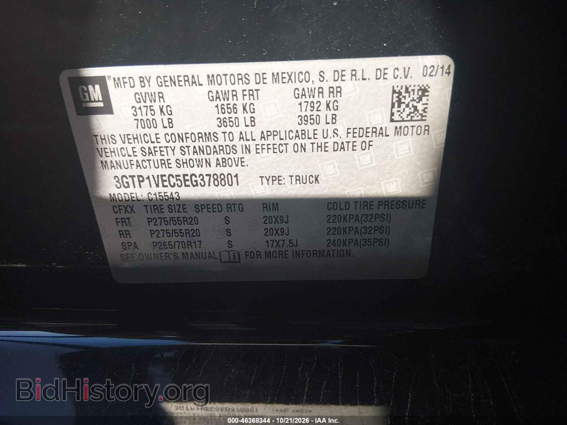 2014 GMC SIERRA 1500 (VIN 3GTP1VEC5EG378801) — фото 9 из 16