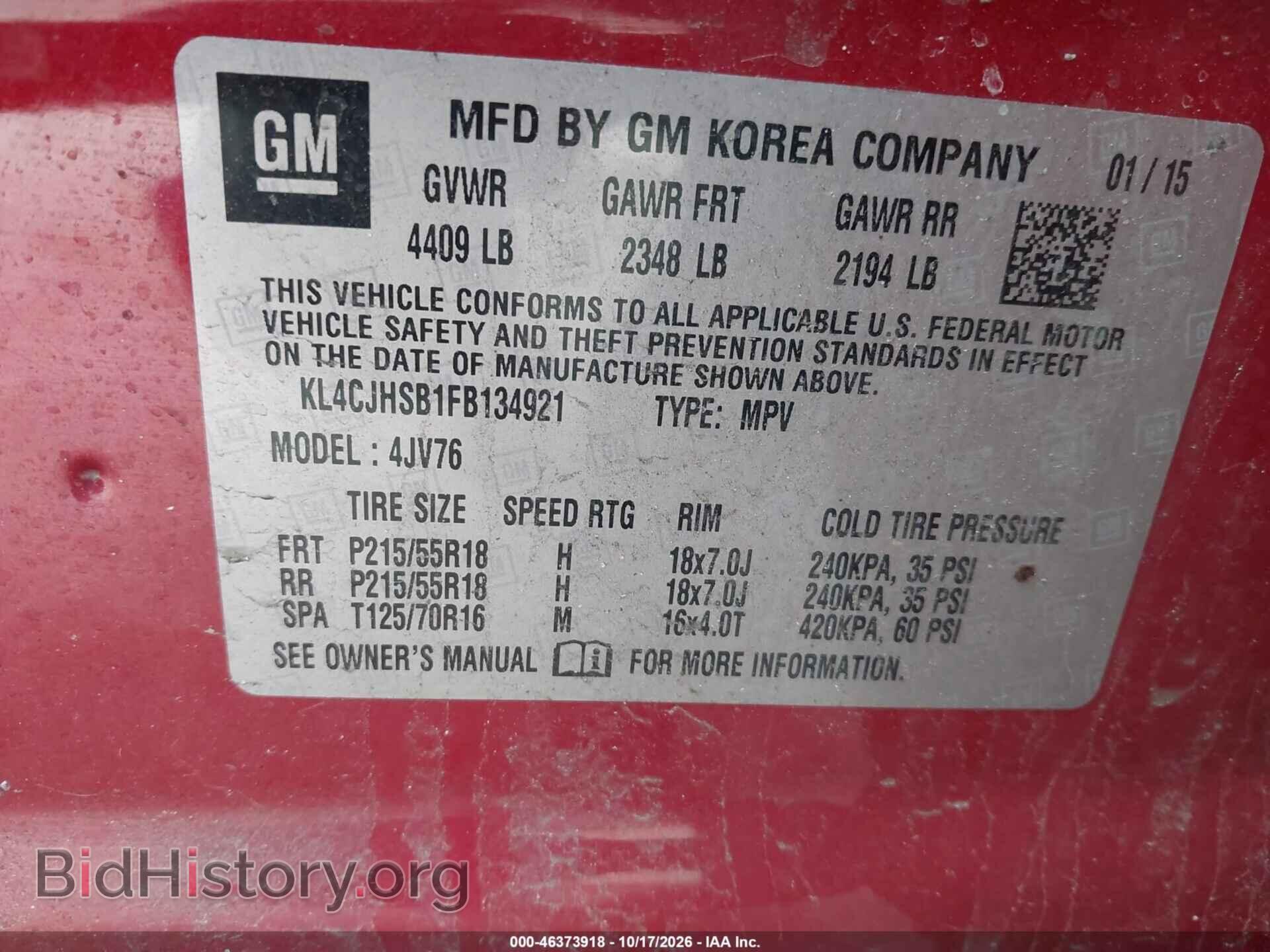 2015 BUICK ENCORE - VIN: KL4CJHSB1FB134921 - Photo 9