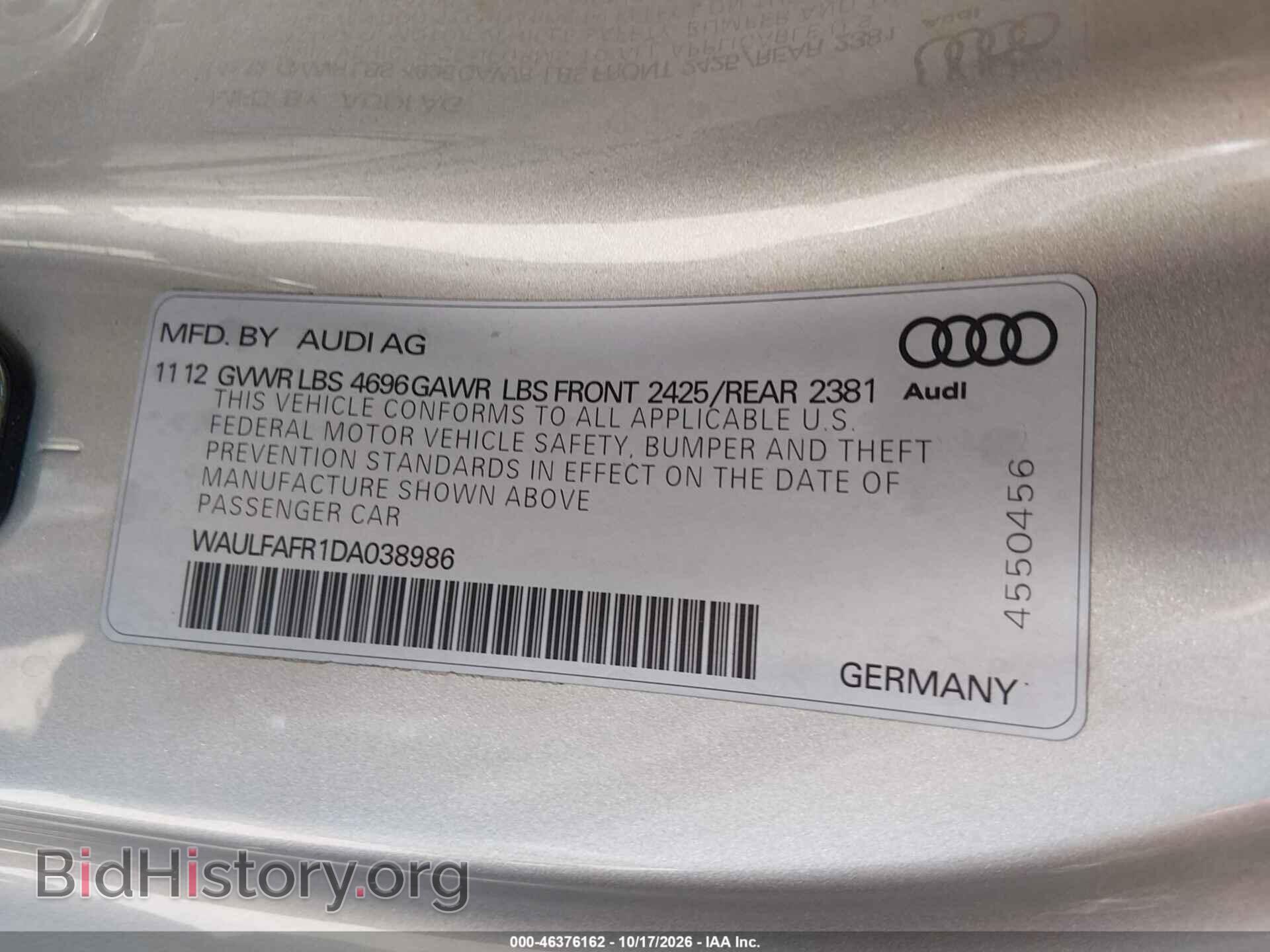 2013 AUDI A5 - VIN: WAULFAFR1DA038986 - Photo 9