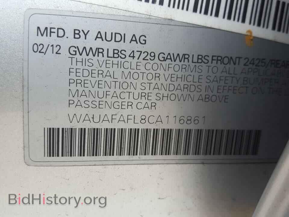 2012 Audi A4 - VIN: WAUAFAFL8CA116861 - Фото 6