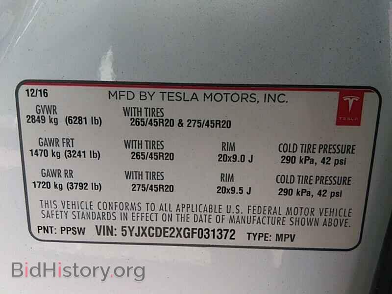 2016 Tesla Model X - VIN: 5YJXCDE2XGF031372 - Photo 6