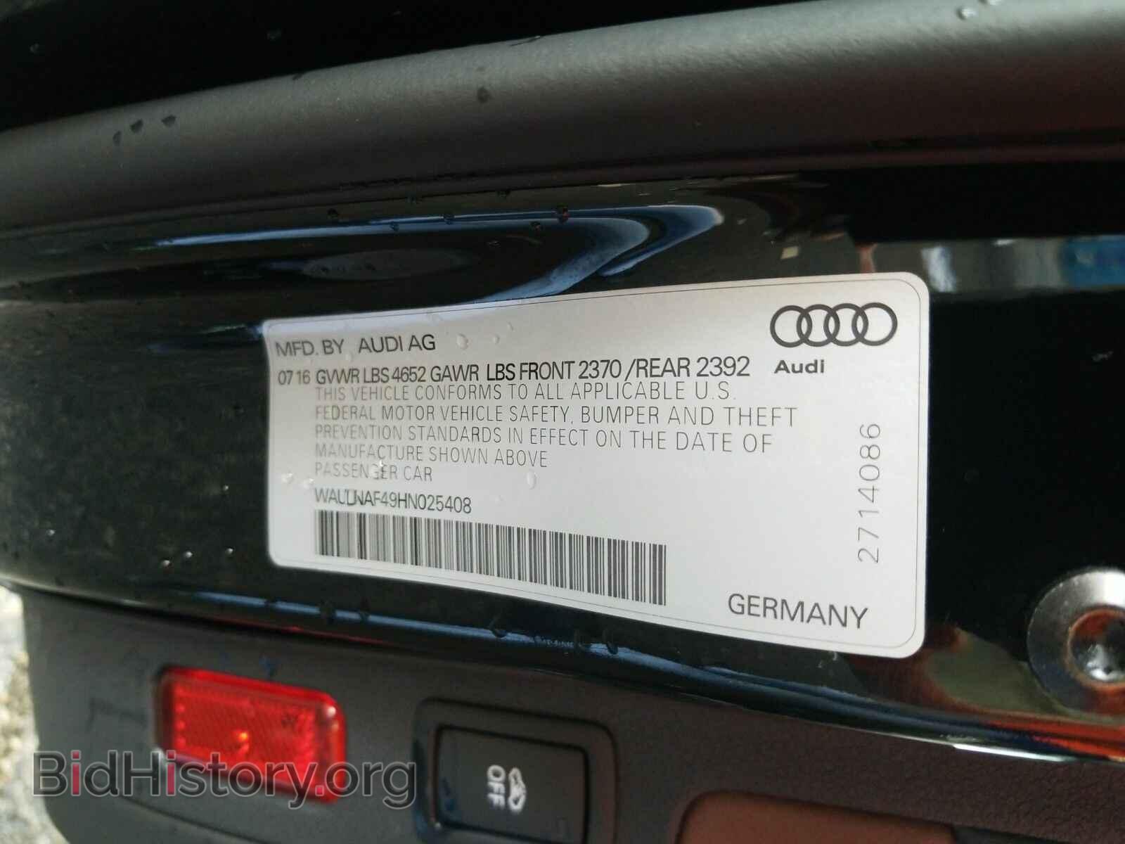 2017 Audi A4 - VIN: WAULNAF49HN025408 - Фото 6