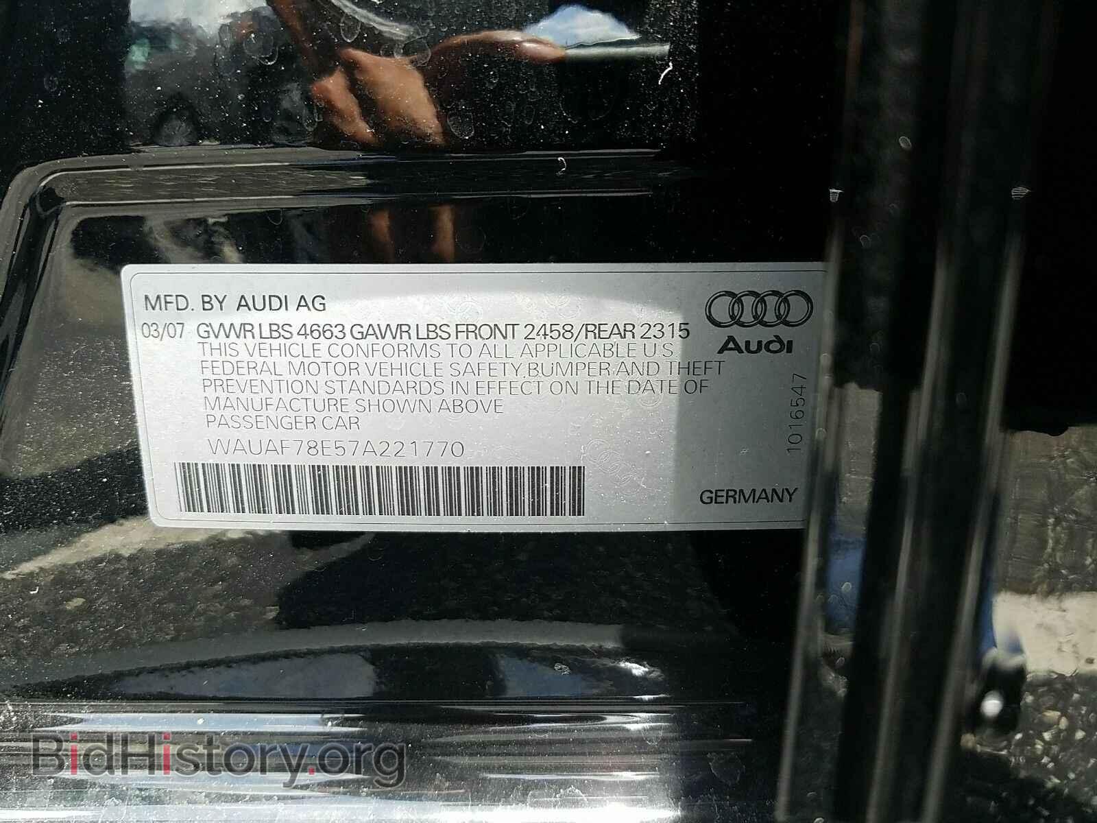 2007 Audi A4 - VIN: WAUAF78E57A221770 - Фото 6