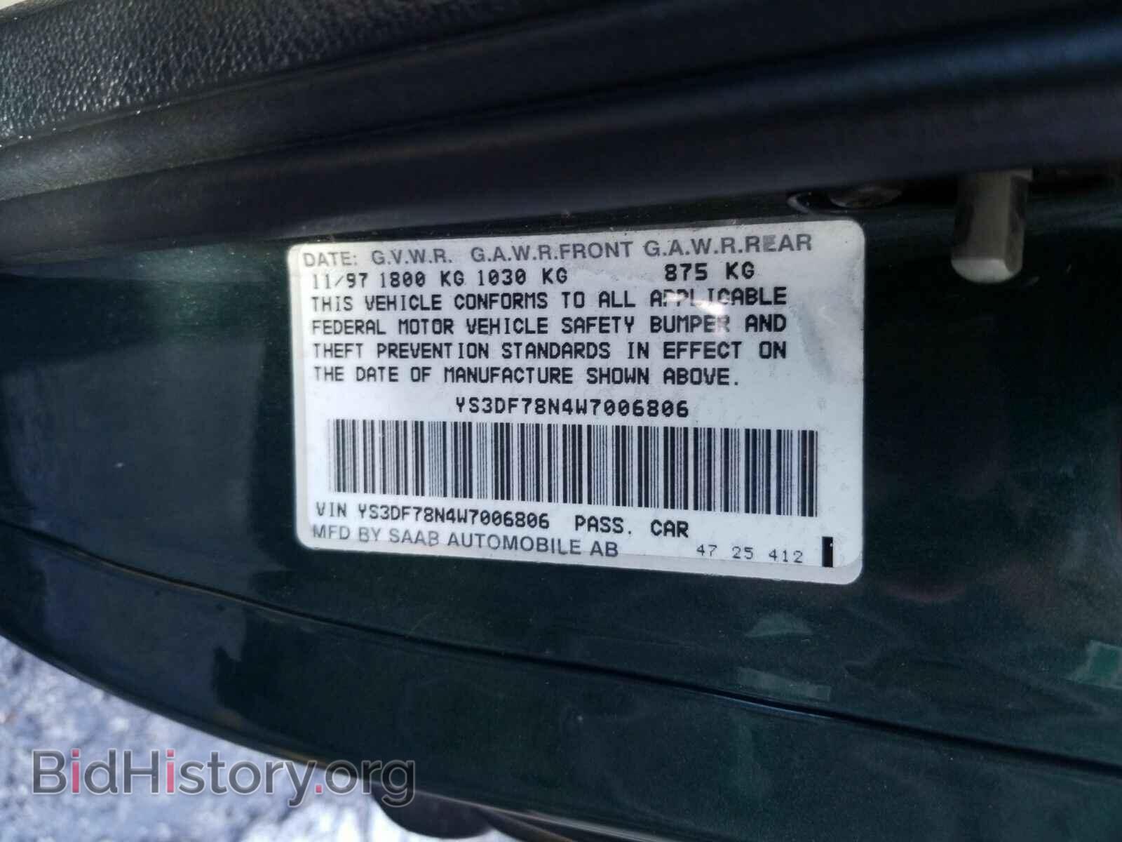1998 Saab 900 - VIN: YS3DF78N4W7006806 - Фото 6