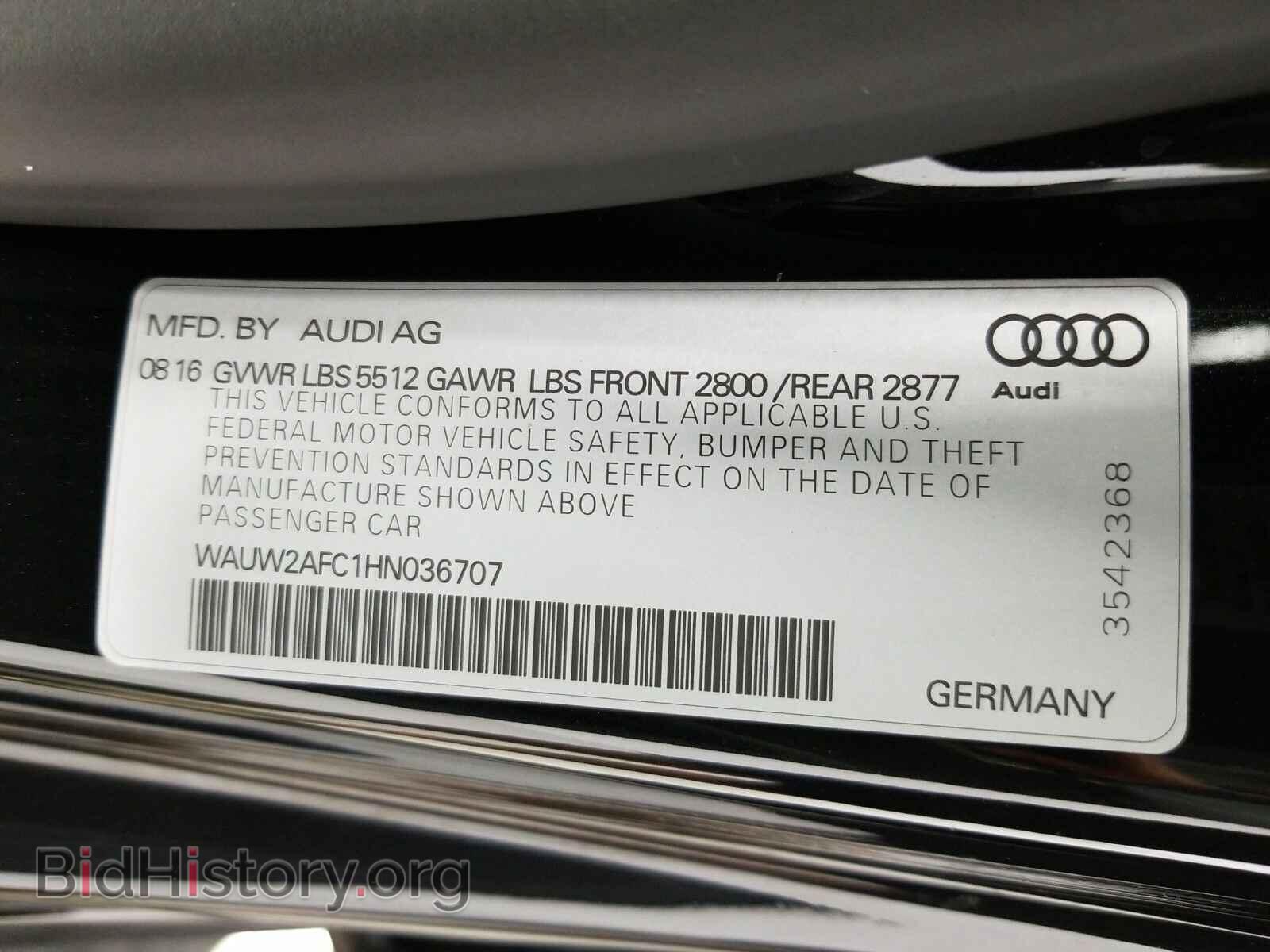 2017 Audi A7 - VIN: WAUW2AFC1HN036707 - Фото 15