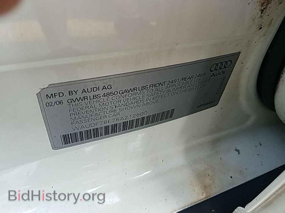 2006 Audi A4 - VIN: WAUDF78E76A212600 - Фото 6