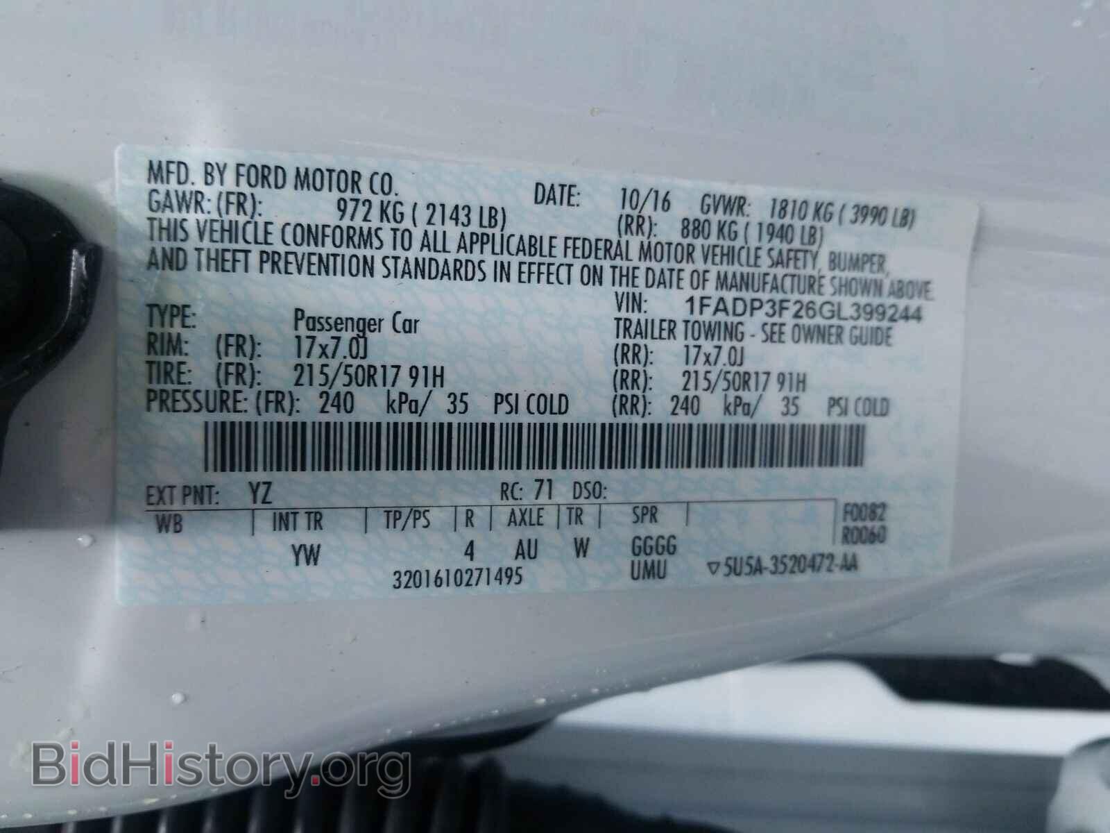 2016 Ford Focus - VIN: 1FADP3F26GL399244 - Фото 6