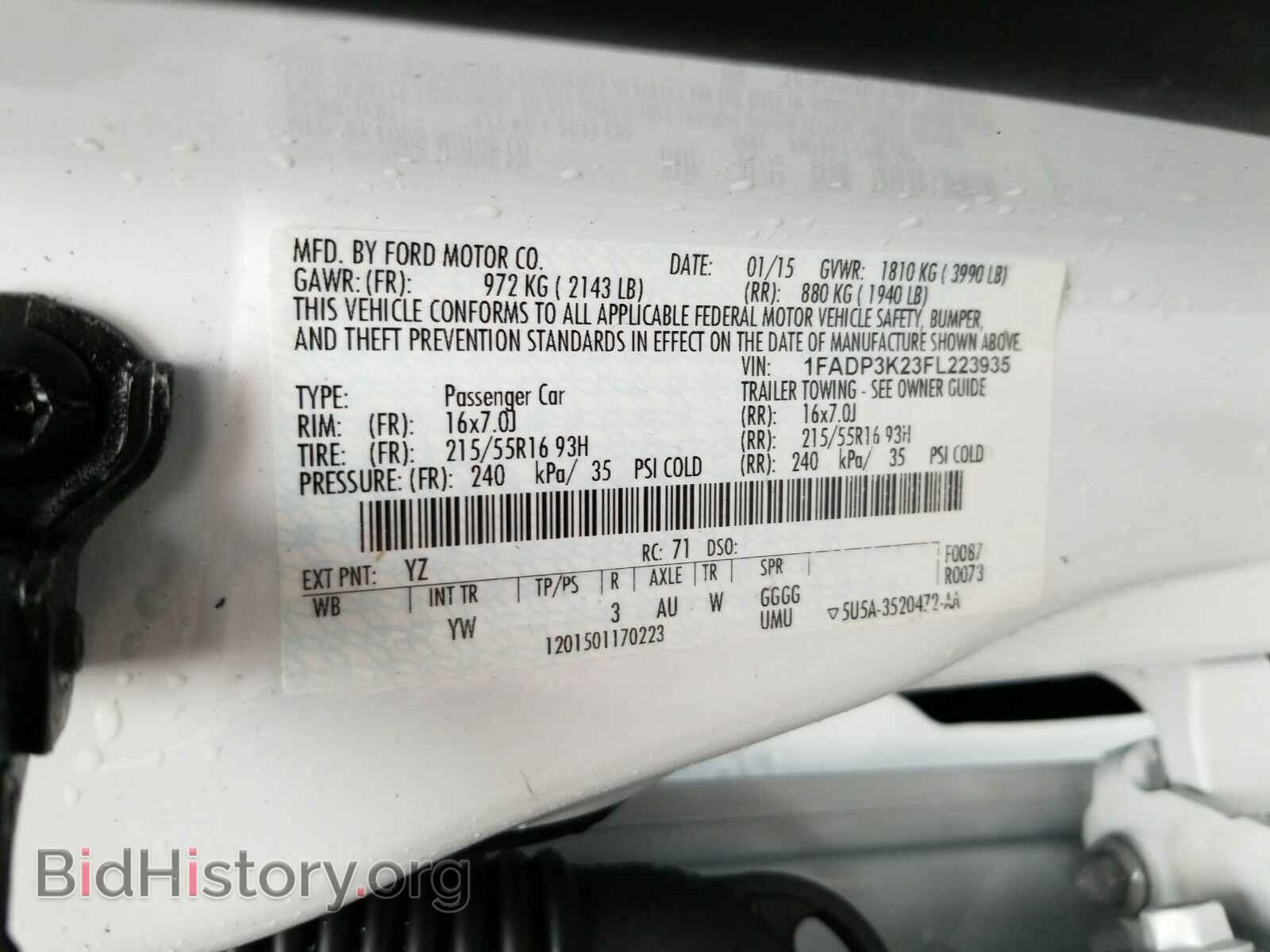 2015 Ford Focus - VIN: 1FADP3K23FL223935 - Фото 6
