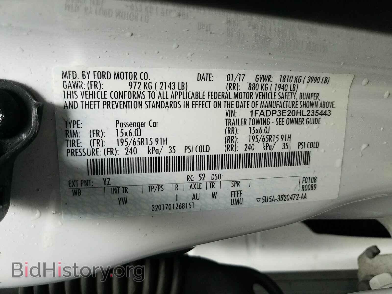2017 Ford Focus - VIN: 1FADP3E20HL235443 - Фото 6