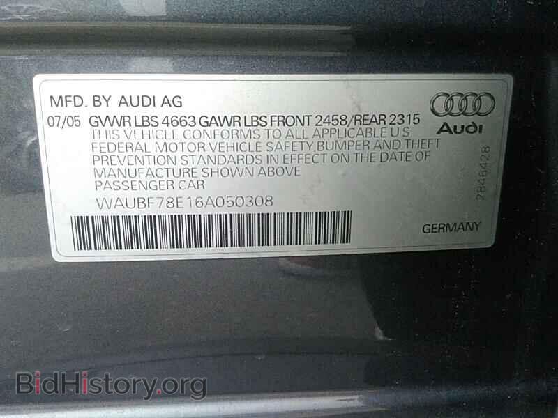 2006 Audi A4 - VIN: WAUBF78E16A050308 - Фото 6