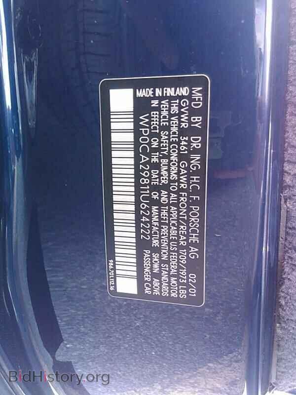 2001 Porsche Boxster - VIN: WP0CA29811U624222 - Фото 6