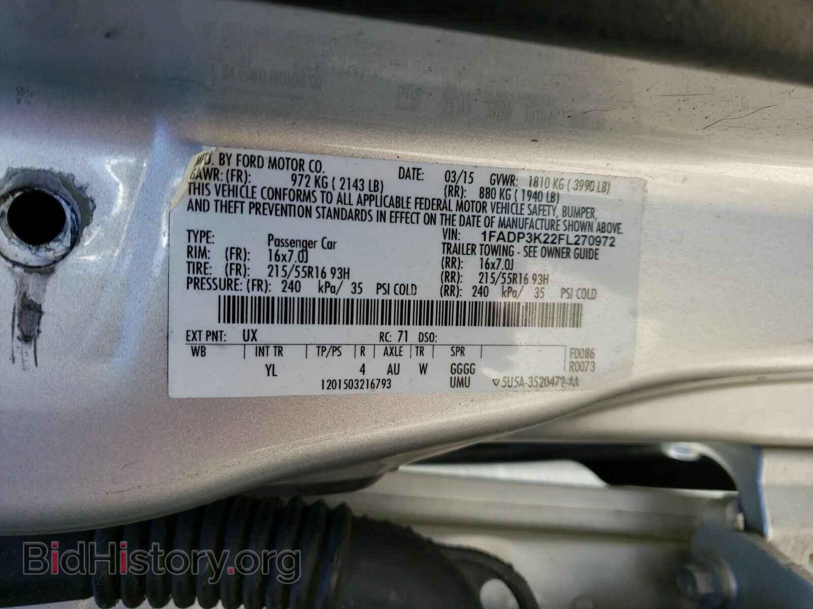 2015 Ford Focus - VIN: 1FADP3K22FL270972 - Фото 6