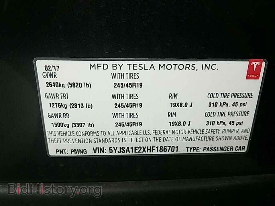 2017 Tesla Model S - VIN: 5YJSA1E2XHF186701 - Фото 6