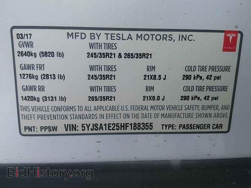 2017 Tesla Model S - VIN: 5YJSA1E25HF188355 - Фото 6