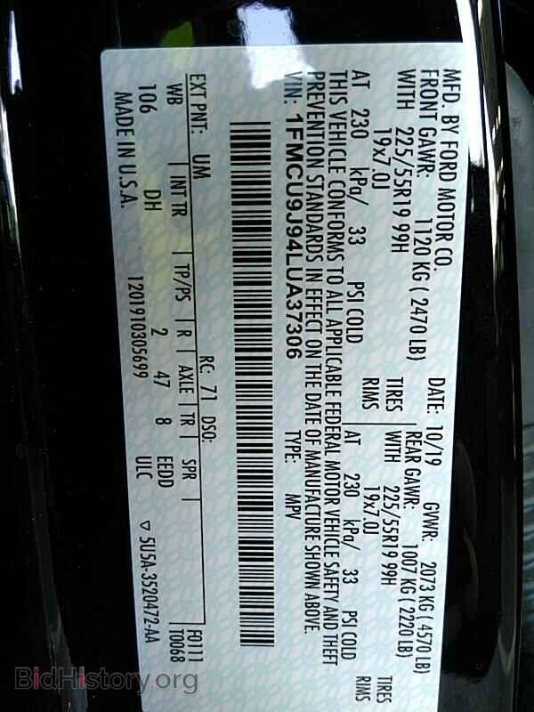 2020 Ford Escape - VIN: 1FMCU9J94LUA37306 - Photo 6
