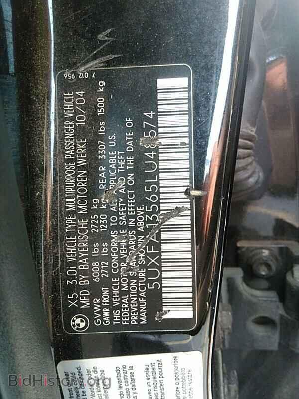 2005 BMW X5 - VIN: 5UXFA13565LU48574 - Фото 6