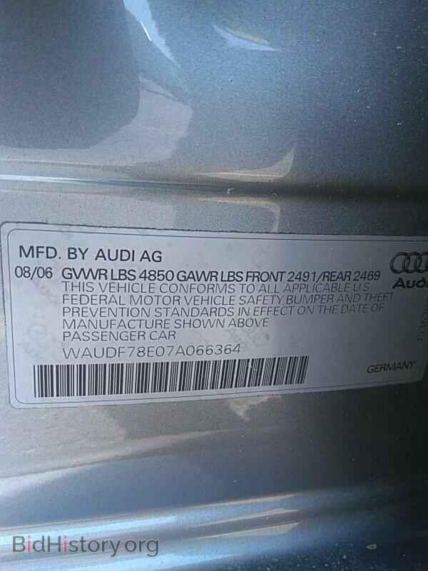 2007 Audi A4 - VIN: WAUDF78E07A066364 - Фото 6