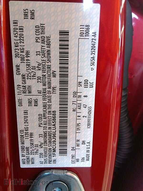 2020 Ford Escape - VIN: 1FMCU9J96LUA58688 - Фото 6